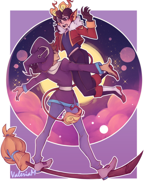 lunaartgallery:  I really like how this drawing turned out I’m quite surprised. It’s so cute~! Familiar Enemy takes place in a witch academy where young witches  are sorted with their familiars. Lance is suppose to be the next great  sea witch, but