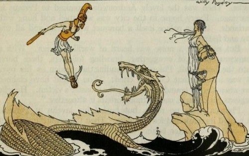 the-evil-clergyman:  Perseus and Andromeda, from The Adventures of Perseus for The Treasure Chest of My Bookhouse by Willy Pogany (1920)