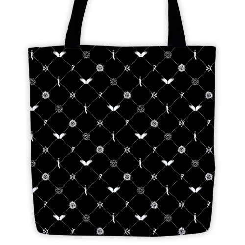 geek-studio:  Full Line of Studio Tote Bags!So far we have designs based on Avengers, Supernatural, Steven Universe, Legend of Zelda, and Pokemon. Do you have any suggestions for more fandom patterns to make into shirts and bags?  Yes they have in black!