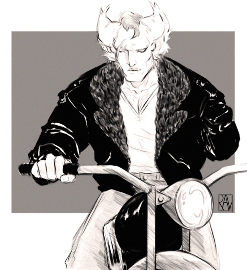 alluraw:the idea of sendak owning a motorcycle ruined my life // inspired by this tweet by his VA&nb