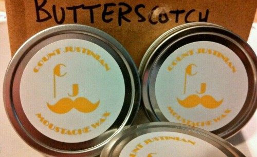 The newest addition to the family, Butterscotch scented moustache wax!