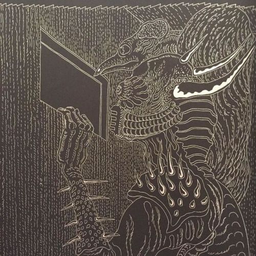 desertislandcomics:This new Tetsunori book is wild! Silver ink on black paper throughout.