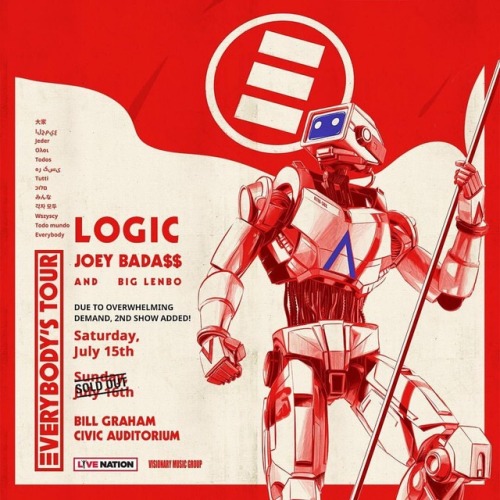 Due to overwhelming demand @logic301 announces 2nd show at Bill Graham Civic Saturday, July 15! Tick
