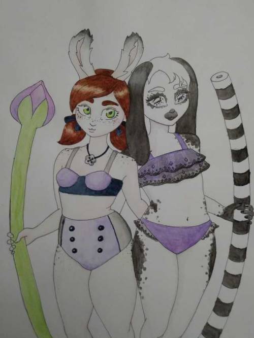 My bunny character Selete’ and fem Nocte portrait that I created last summer.