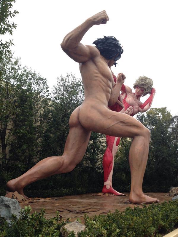  A rather um&hellip;interesting angle from the Titan fight statues at Universal