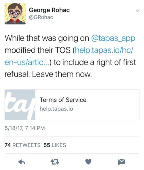 aledethanlast:So apparently the Tapastic tos are extremely shady and to be wary of. Content creators