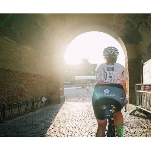 pedalitout:  Italy: Day 8. Raced the sunset back to the walled town of Ferrara and won. Credit photo