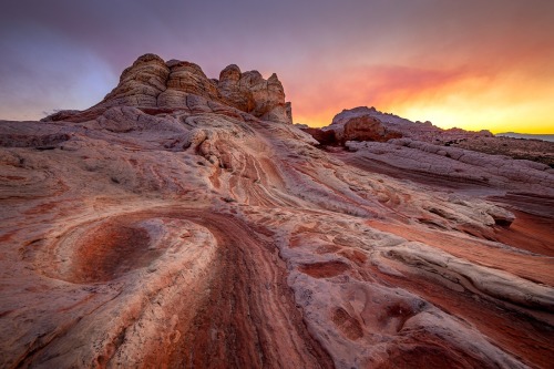 americasgreatoutdoors:
“ Swirling sandstone with smooth edges makes for a striking contrast in this remote section of Vermilion Cliffs National Monument in Arizona. Home to extraordinary formations, this area, known as White Pocket, is only...