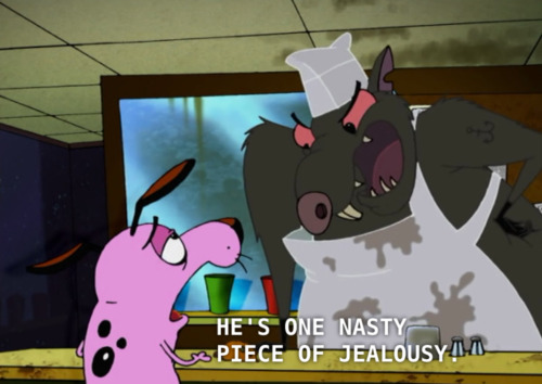 agentdarkb0oty: closet-keys:   Anyone else remember the episode of Courage the Cowardly Dog about a lesbian bunny who escapes her abusive boyfriend and rides off into the night on a train with the love of her life?  I like to think that Kitty and Bunny