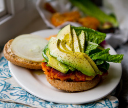 im-horngry:  Vegan Avocado Veggie Burgers - As Requested! XSweet Potato Burger with Avocado!
