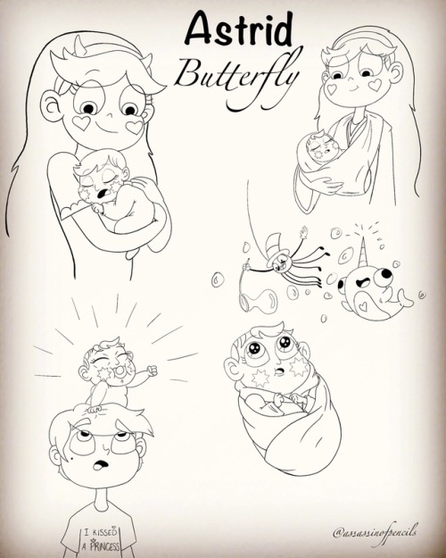 Did some sketches of Star’s baby sister Astrid Butterfly. This little baby has been on my mind&helli