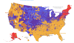 The Washington Post shows the main heat sources of US homes. 47% natural gas, 40% electricity, 5% propane, 4% oil, 2% wood and 2% other.