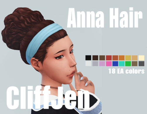 cliffjen:Anna Hair~ bgc~ new mesh~ 24 EA colors~ NOT Hat  compatible ~ Disabled for random Down