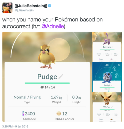 mistressvioleta:buchichu:People are letting autocorrect name their Pokemon and it’s beautiful 