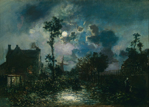 Moonlight Scene, 1864 by Johan Barthold Jongkind (Dutch, 1819–1891) 