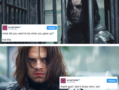 captaincentenarian:Bucky + Tweets (part 2)[Bucky part 1] [Steve version]