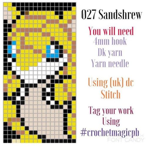 Here is the pattern for 027 sandshrew this one is quite a tricky one but if you have been following 