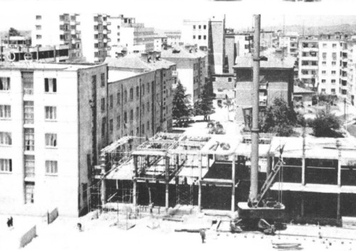 Residential building and a construction site in Tirana, early 90s.