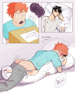 reallyporning:  Obviously I had to draw what hinata would do if he had a kageyama dakimakura??? I also wanted to say thank you all for sticking with this blog! A while back I passed 20k followers here (I CANT WRAP MY HEAD AROUND THIS, HONESTLY???) so