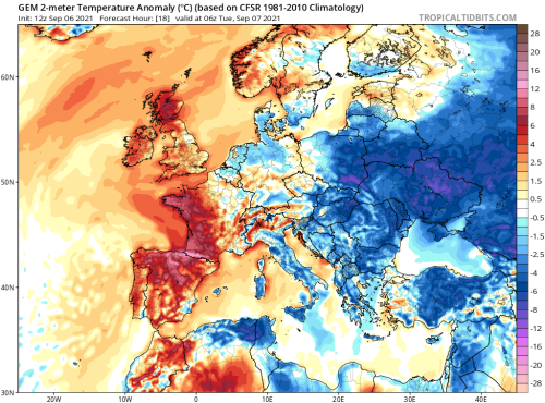 While a heat wave in Western Europe has kicked off and it will move Northeast,nights are still cold/