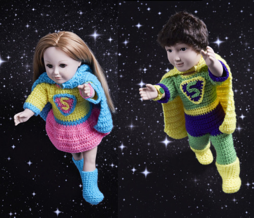 LW5707 Boy & Girl Super Heroes Free Crochet Pattern in Red Heart Super Saver yarn