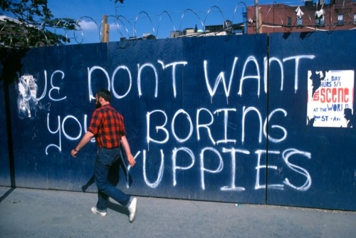 2othcentury:Anti-gentrification graffiti, New York, 1986 © Hank O'Neal