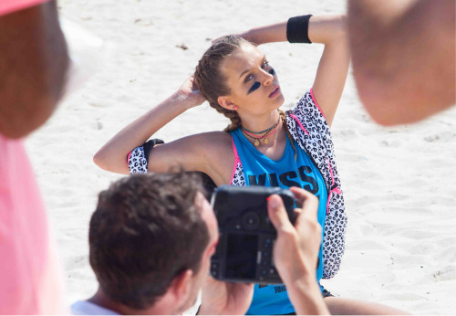 Josephine Skriver on set for Juicy Couture - Summer 2015. 