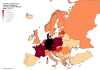 Countries of Europe by the number of mentions of “Germany” on their Wikipedia page.