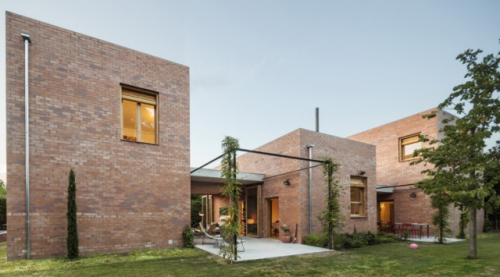cjwho:  House 1101 by H Arquitectes | via In 2013, architects working at the Spanish agency H Arquitectes has built this family house located in Sant Cugat del Vallès, in Barcelona. The design works on matters, mixing concrete, red brick, old wood with