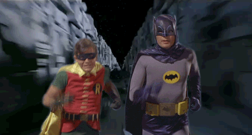Batman & Robin Running.