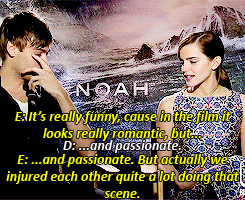 jvh1988:  Emma Watson and Douglas Booth on filming their kissing scene. 