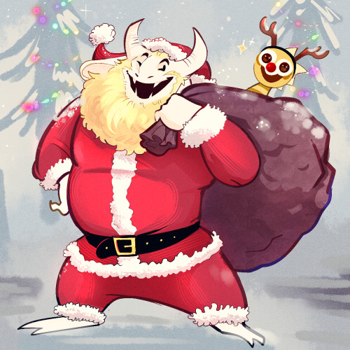 Somebody who donated on ko-fi asked for a Santa Asgore. Here ya go, friend! ❤️