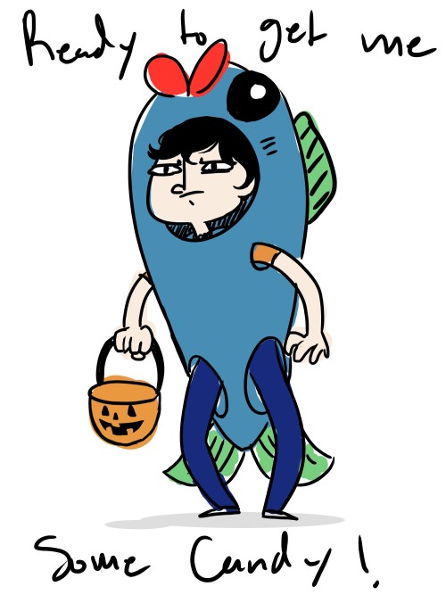 awesometastical101: Personally I could totally see Percy dress as a fish for halloween.