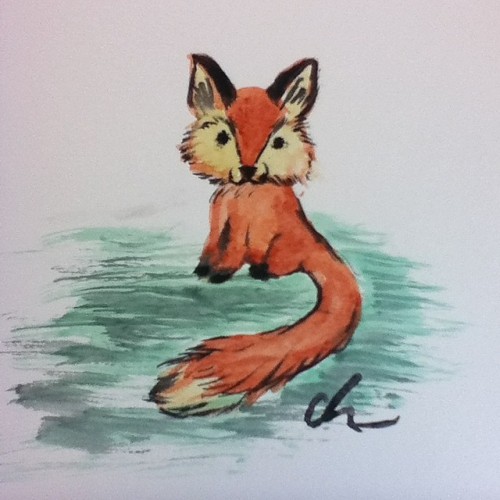 painted this cute little fox using paintbrushes my brother gave me and an awesome Strathmore mixed m