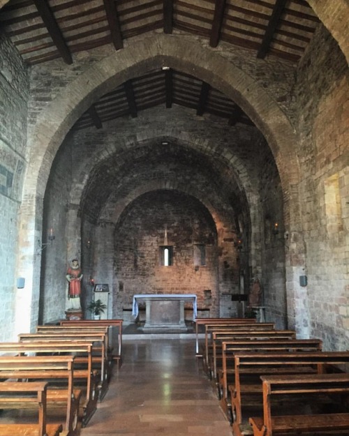 The interior of the church of Santo Stefano in Assisi. Legend has it that the bells of this ancient 