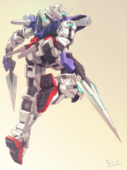 absolutelyapsalus:  ガンダムエクシア by Tei-o [Enty &amp; Twitter]Bonus: Their first digitally done Exia illustration made in 2014 for comparison