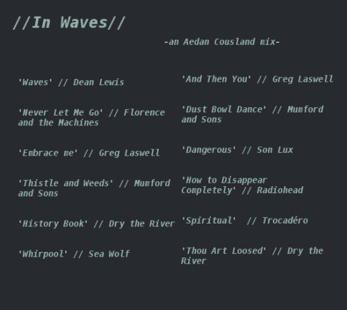 In Waves : an Aedan Cousland mix