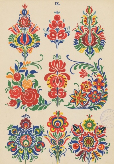 German folk art machine embroidery designs flowers