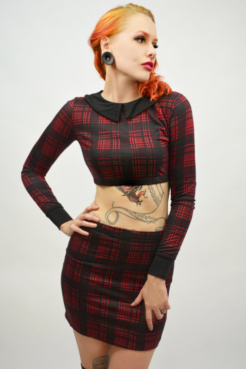 Porn photo veraeyecandy:  Red Plaid 2 Piece Dress  Sexy