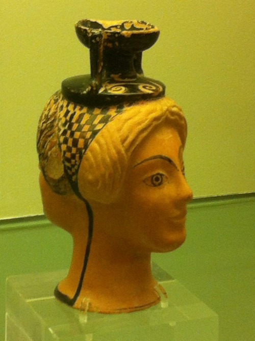 atsoukalidis:Vase with two similar relief heads of a woman from grave offering 500BCEFrom the collec
