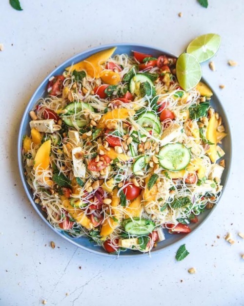 THAI MANGO TOFU NOODLE SALAD1 pack rice vermicelli½ cup peanuts400g firm organic tofu or temp