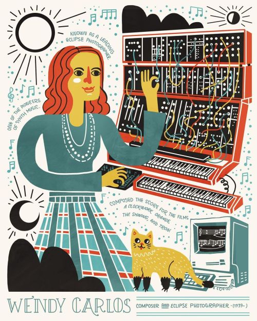 rachelignotofsky:Happy birthday to Wendy Carlos! She is the electronic music queen  illustration fro