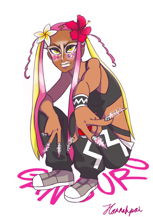 hannahpaii:  I bet you guys didnt think of this crossover HAHAHAHAHAHAH!!!!!! And honestly this is the first thing i thought of when i saw Plumeria (before inkling hair). I thought she looked like a low-key ganguro lol! So i drew her with some awsome