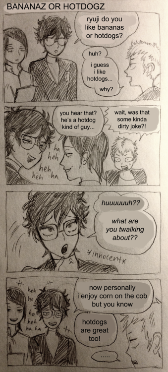 zeeenya:Other greatest hits from my sketchbook: these stupid Persona 5 comics. My Persona 5 protag c