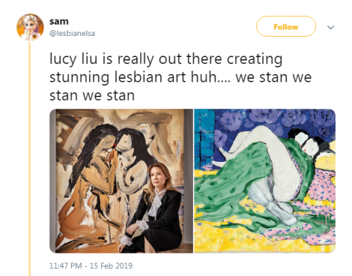 profeminist:“lucy liu is really out there creating stunning lesbian art huh…. we stan we stan we sta