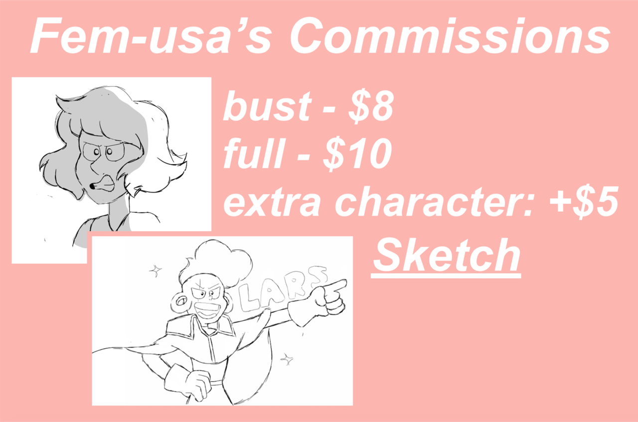 fem-usa:  Commissions are open! 5 Slots available, first come first serve; message