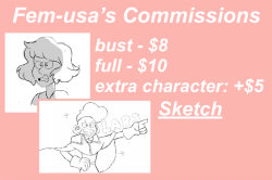 Fem-Usa:  Commissions Are Open! 5 Slots Available, First Come First Serve; Message