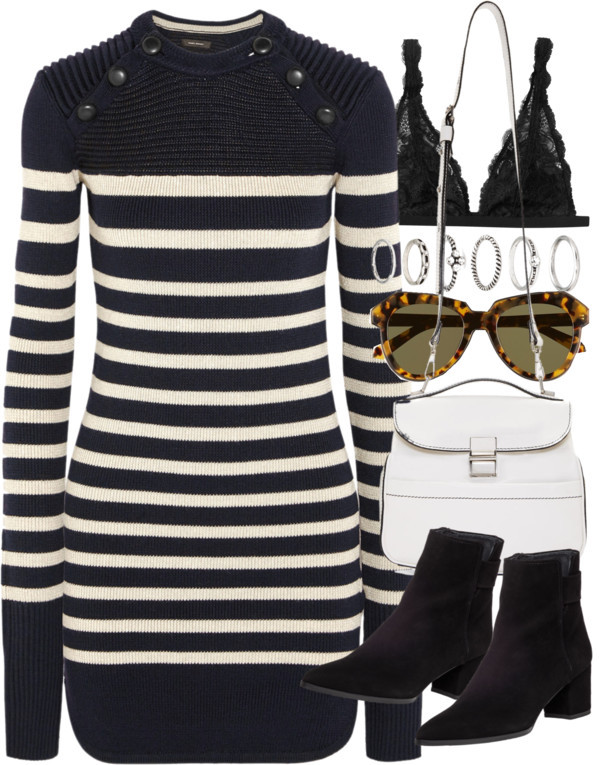 Outfits with sweater dress and ankle boots by ferned featuring suede booties
Isabel Marant short dress / Monki lace bra, 9.14 AUD / Stuart Weitzman suede booties, 675 AUD / Proenza Schouler leather purse, 865 AUD / Forever 21 midi ring, 5.30 AUD /...