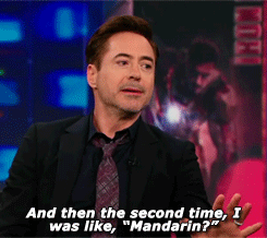 Robert explains why the Mandarin didn’t appear until the third Iron Man film on The Daily Show. 