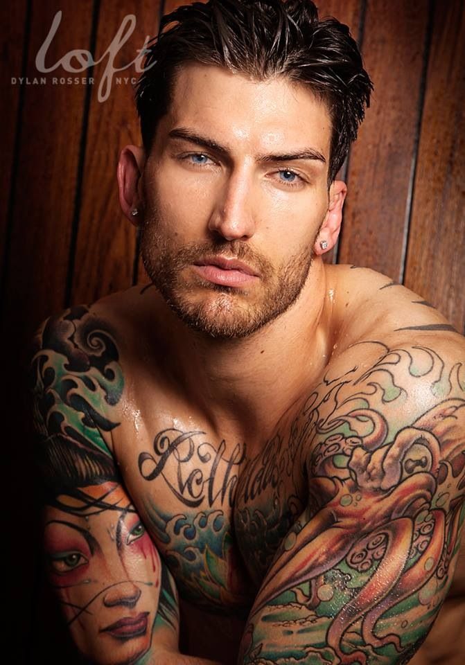 dominicanblackboy:  Sexy gorgeous tatted hot muscle ass Adam Von Rochfelder wet with